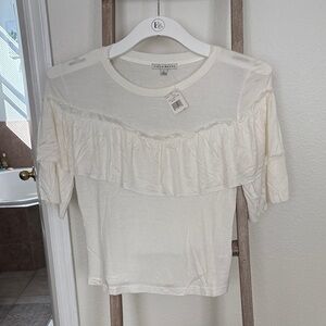 Haute Monde Cream Ruffle Blouse